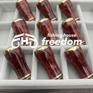 Photo1: [FHF/fishing house freedom] Wood Handle Knob Round Shape "Karin" (Padouk) Burl Monochrome (1 piece) F-15