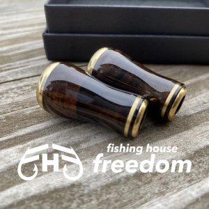 Photo1: [FHF/fishing house freedom] Wood Handle Knob Round Shape Black Persimmon (1 piece) F-04