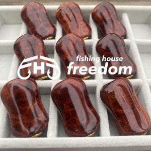 Photo1: [FHF/fishing house freedom] Wood Handle Knob Oval Shape S Rank Premium "Karin" (Padouk) Monochrome Burl (1 piece) F-18