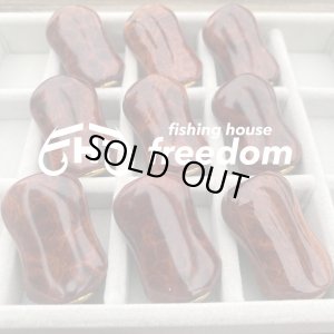 Photo1: [FHF/fishing house freedom] Wood Handle Knob Oval Shape S Rank Premium "Karin" (Padouk) Monochrome Burl (1 piece) F-18