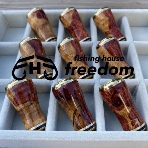 Photo2: [FHF/fishing house freedom] Wood Handle Knob Round Shape A Rank Premium "Karin" (Padouk) Red and White Burl (1 piece) F-01