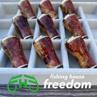 [FHF/fishing house freedom] Wood Handle Knob Round Shape S Rank "Karin" (Padouk) Red and White Burl (1 piece) F-14