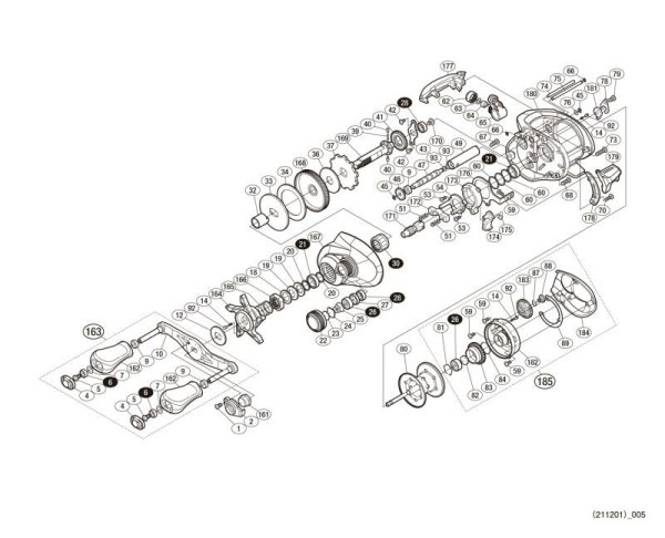 Photo1: [SHIMANO] Genuine Spare Parts for 17 CHRONARCH MGL 151 Product code: 037244 **Back-order (Shipping in 3-4 weeks after receiving order) (1)