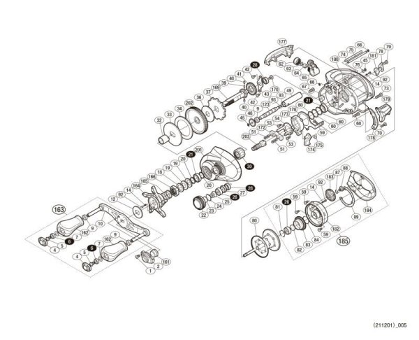 Photo1: [SHIMANO] Genuine Spare Parts for 17 CHRONARCH MGL 151 HG Product code: 037268 **Back-order (Shipping in 3-4 weeks after receiving order) (1)