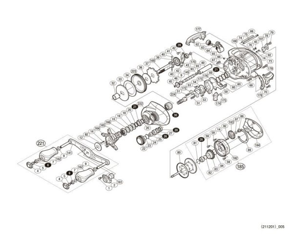 Photo1: [SHIMANO] Genuine Spare Parts for 17 CHRONARCH MGL 151 XG Product code: 037282 **Back-order (Shipping in 3-4 weeks after receiving order) (1)