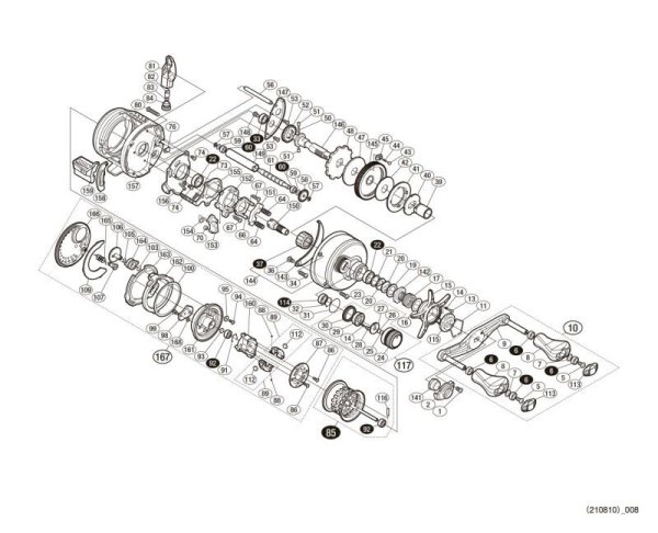 Photo1: [SHIMANO] Genuine Spare Parts for 17 CALCUTTA CONQUEST BFS HG RIGHT Product code: 036759**Back-order (Shipping in 3-4 weeks after receiving order) (1)