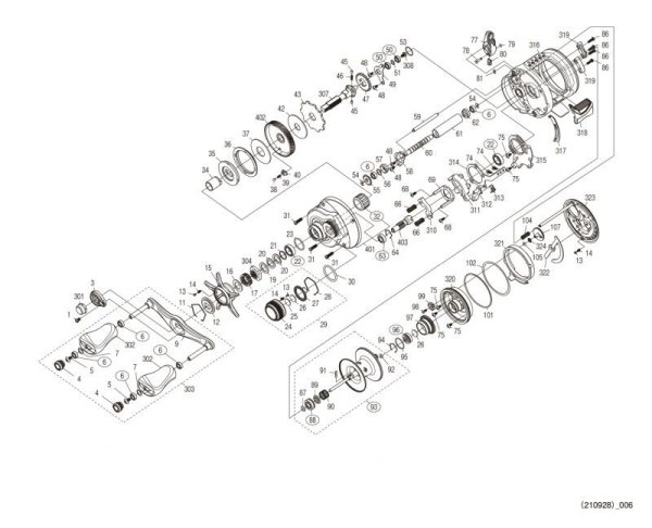 Photo1: [SHIMANO] Genuine Spare Parts for 21-22 CALCUTTA CONQUEST 201HG Product code: 042392 **Back-order (Shipping in 3-4 weeks after receiving order) (1)