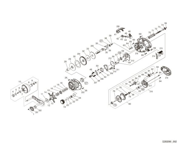 Photo1: [SHIMANO] Genuine Spare Parts for 22 GRAPPLER BB 151HG Product code: 044990 **Back-order (Shipping in 3-4 weeks after receiving order) (1)