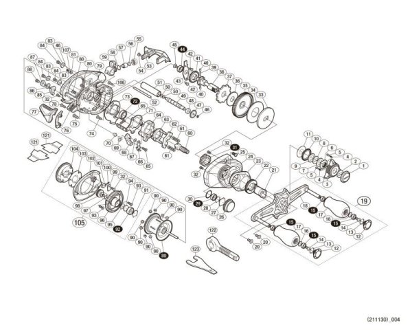 Photo1: [SHIMANO] Genuine Spare Parts for 16 Stephano 100XG Product code: 036179 **Back-order (Shipping in 3-4 weeks after receiving order) (1)