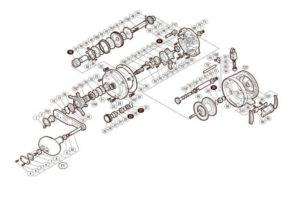 Photo1: [SHIMANO] Genuine Spare Parts for 11-13 OCEA CALCUTTA 13 301HG Product code: 030597 **Back-order (Shipping in 3-4 weeks after receiving order) (1)