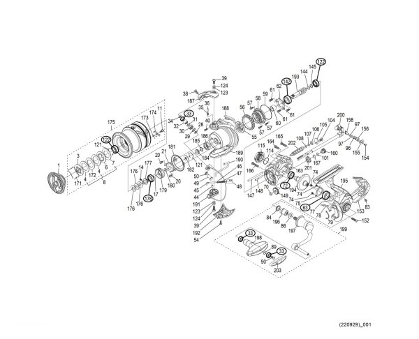 Photo1: [SHIMANO] Genuine Spare Parts for 23 EXSENCE XR 4000MXG Product Code: 046185 **Back-order (Shipping in 3-4 weeks after receiving order) (1)