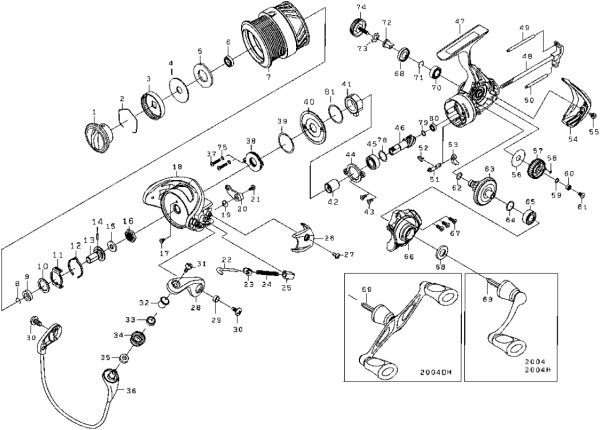 Photo1: [DAIWA] Genuine Spare Parts for 16 月下美人-GEKKABIJIN MX2004H Product code: 00056194 **Back-order (Shipping in 3-4 weeks after receiving order) (1)