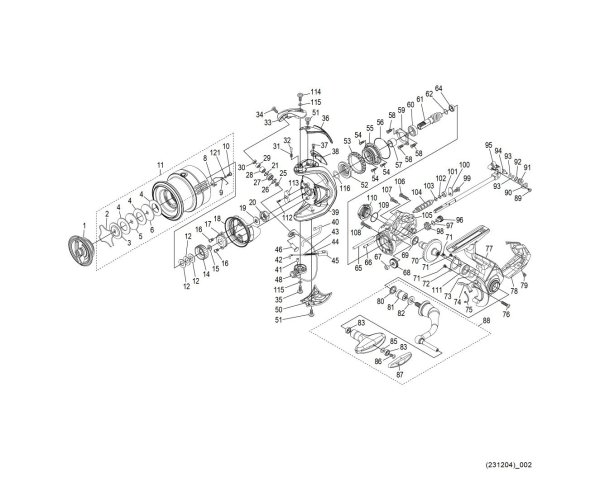 Photo1: [SHIMANO] Genuine Spare Parts for 24 EXSENCE BB 4000MXG Product Code: 047236 **Back-order (Shipping in 3-4 weeks after receiving order) (1)