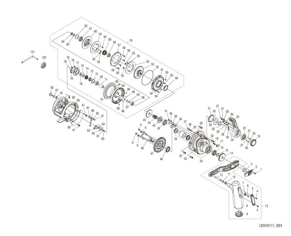 Photo1: [SHIMANO] Genuine Spare Parts for 24 OCEA JIGGER LD 2500HG RIGHT Product code: 046598 **Back-order (Shipping in 3-4 weeks after receiving order) (1)