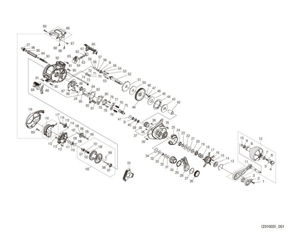 Photo1: [SHIMANO] Genuine Spare Parts for 24 GRAPPLER PREMIUM 150XG Product code: 047182 **Back-order (Shipping in 3-4 weeks after receiving order) (1)