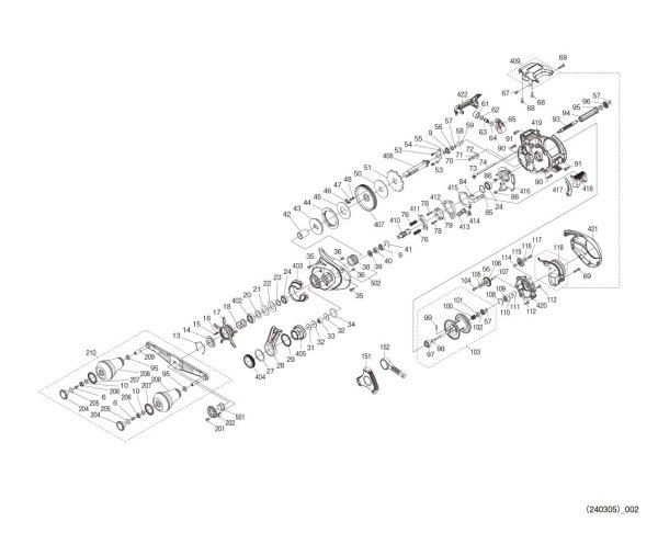 Photo1: [SHIMANO] Genuine Spare Parts for 24 Barchetta PREMIUM 151DH LEFT Product code: 047304 **Back-order (Shipping in 3-4 weeks after receiving order) (1)