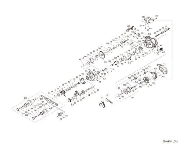 Photo1: [SHIMANO] Genuine Spare Parts for 24 Barchetta PREMIUM 151DHXG LEFT Product code: 047328 **Back-order (Shipping in 3-4 weeks after receiving order) (1)