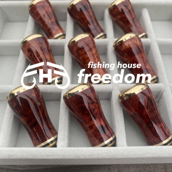 Photo1: [FHF/fishing house freedom] Wood Handle Knob Round Shape "Karin" (Padouk) Burl Monochrome (1 piece) F-15 (1)