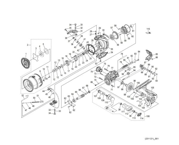 Photo1: [SHIMANO] Genuine Spare Parts for 24 VANFORD 2500S Product Code: 047052 **Back-order (Shipping in 3-4 weeks after receiving order) (1)