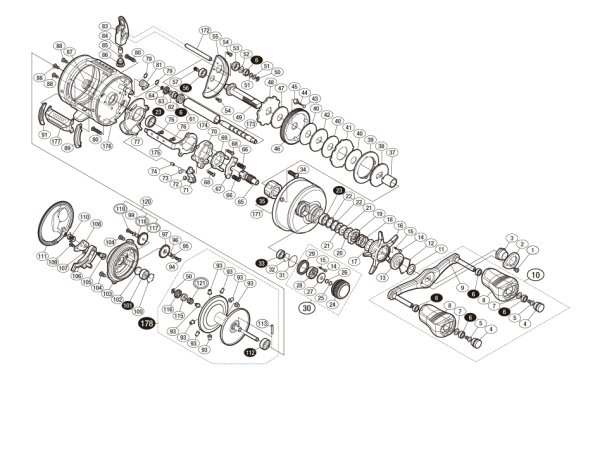 Photo1: [SHIMANO] Genuine Spare Parts for 18 CALCUTTA CONQUEST 400 RIGHT Product code: 038654 **Back-order (Shipping in 3-4 weeks after receiving order) (1)