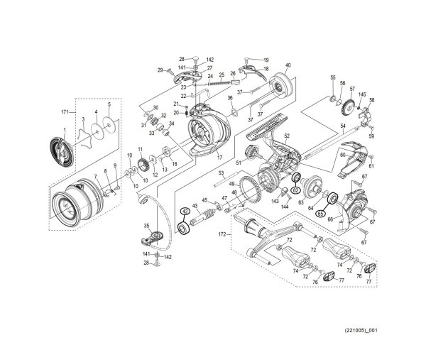 Photo1: [SHIMANO] Genuine Spare Parts for 23 SEDONA 2500SDH Product Code: 046499 **Back-order (Shipping in 3-4 weeks after receiving order) (1)