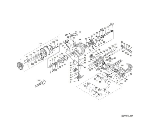 Photo1: [SHIMANO] Genuine Spare Parts for 23 Sephia SS C3000SHG Product Code: 046321 **Back-order (Shipping in 3-4 weeks after receiving order) (1)