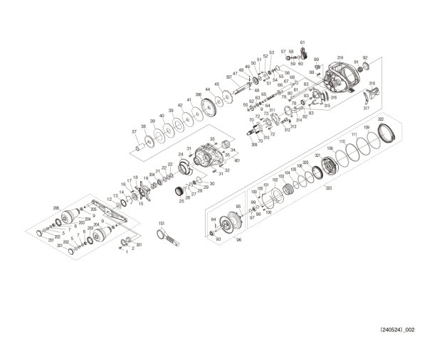 Photo1: [SHIMANO] Genuine Spare Parts for 24 Scorpion MD 300 301XGLH LEFT Product code: 047175 **Back-order (Shipping in 3-4 weeks after receiving order) (1)