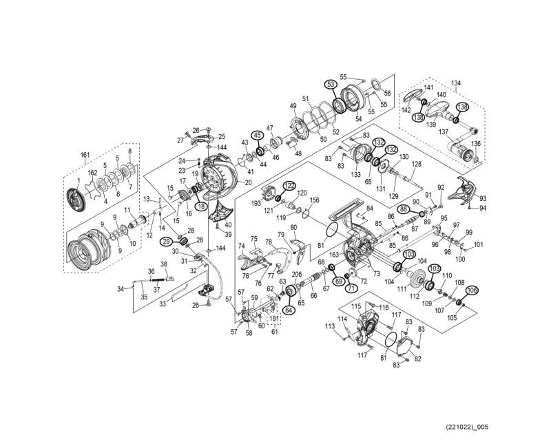 SHIMANO] Genuine Spare Parts for 21 BB-X TECHNIUM 2500DXG SUT R 